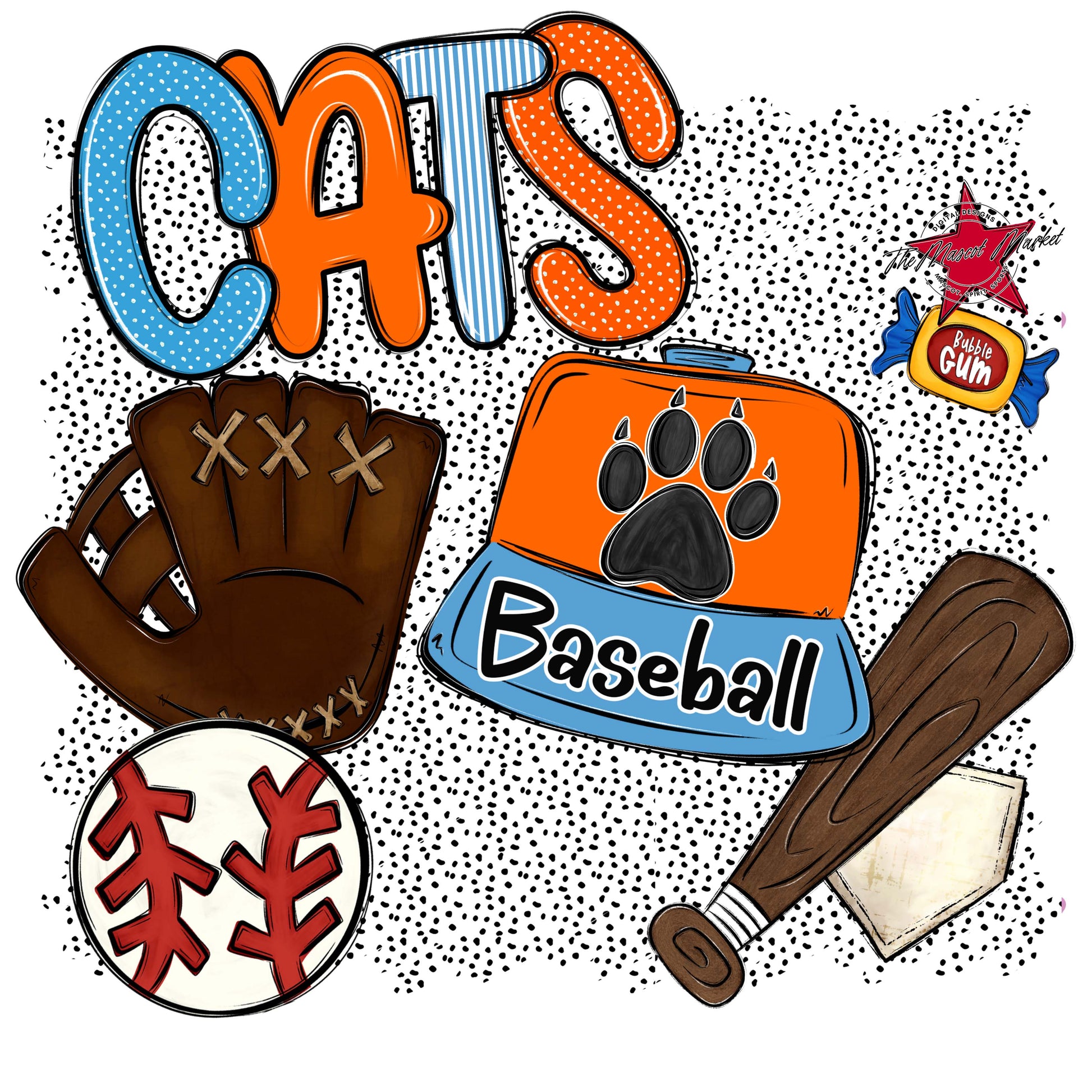 Cats Baseball Spirit-Carolina Blue & Orange