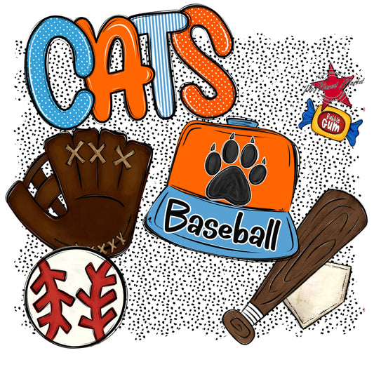Cats Baseball Spirit-Carolina Blue & Orange