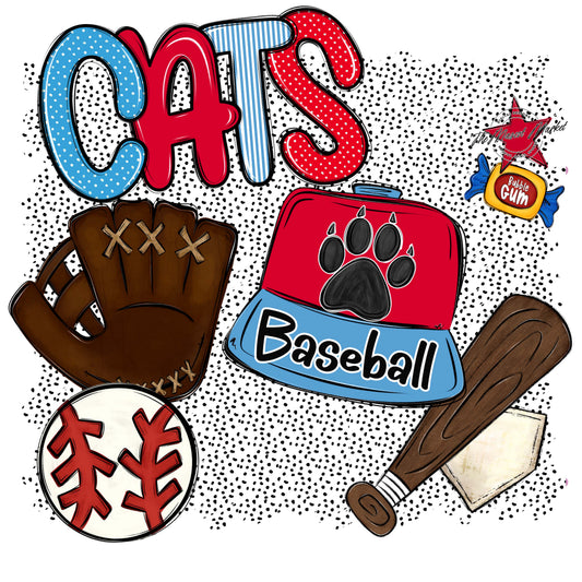 Cats Baseball Spirit-Carolina Blue & Red