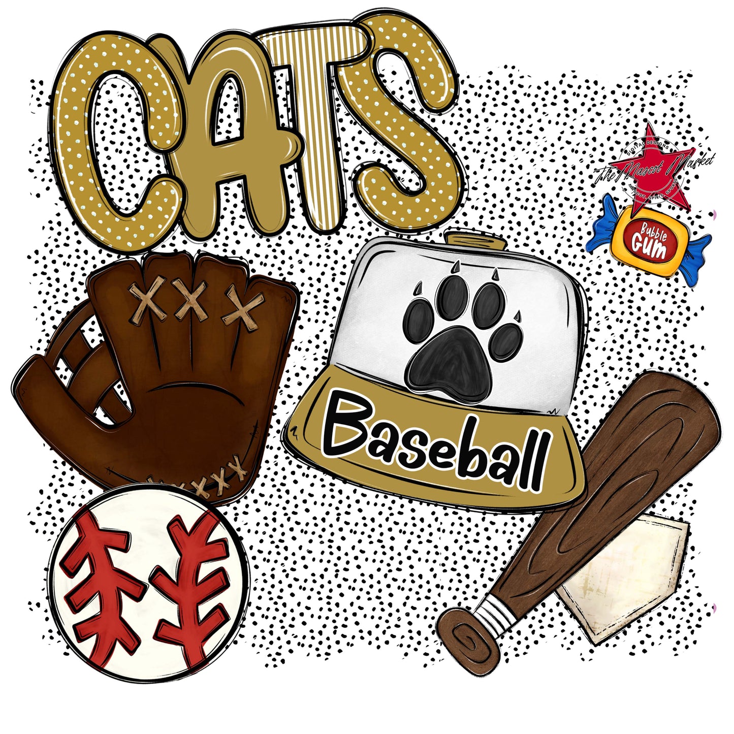 Cats Baseball Spirit-Gold