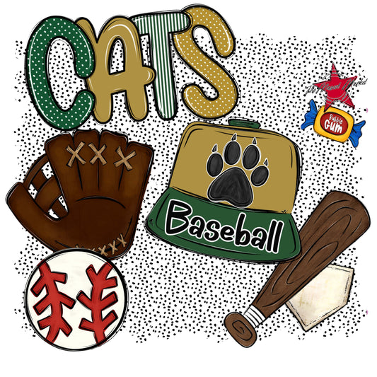 Cats Baseball Spirit-Green & Gold