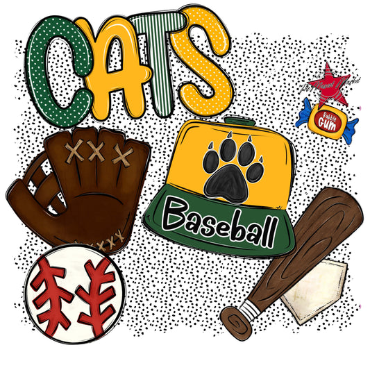 Cats Baseball Spirit-Green & Yellow