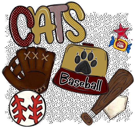 Cats Baseball Spirit-Maroon & Gold