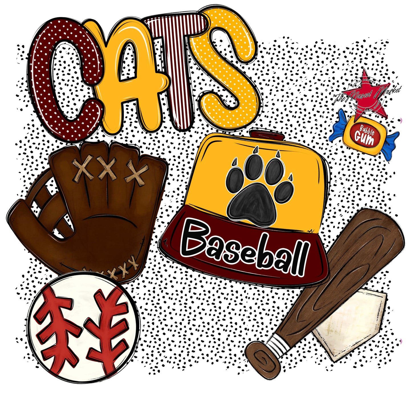 Cats Baseball Spirit-Maroon & Yellow