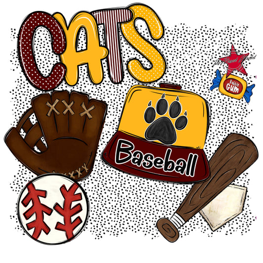 Cats Baseball Spirit-Maroon & Yellow