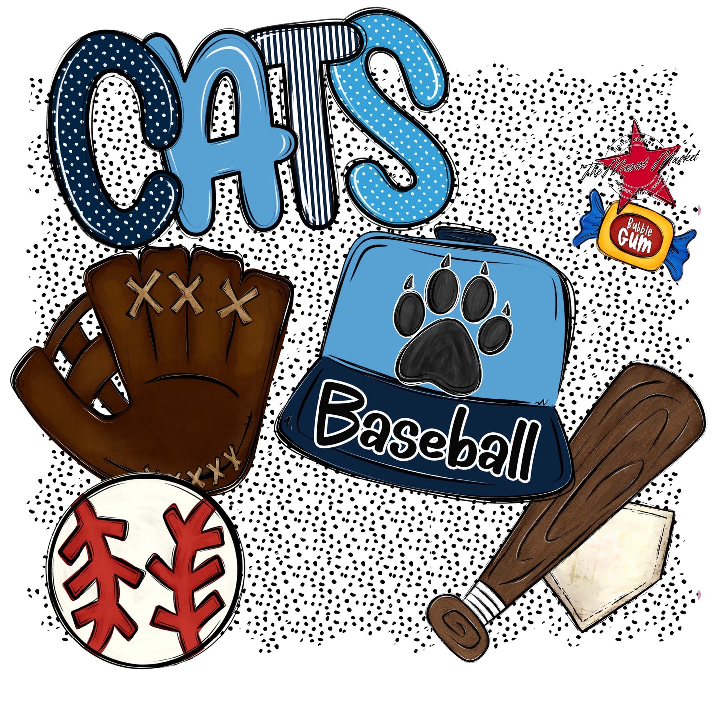 Cats Baseball Spirit-Navy & Carolina Blue