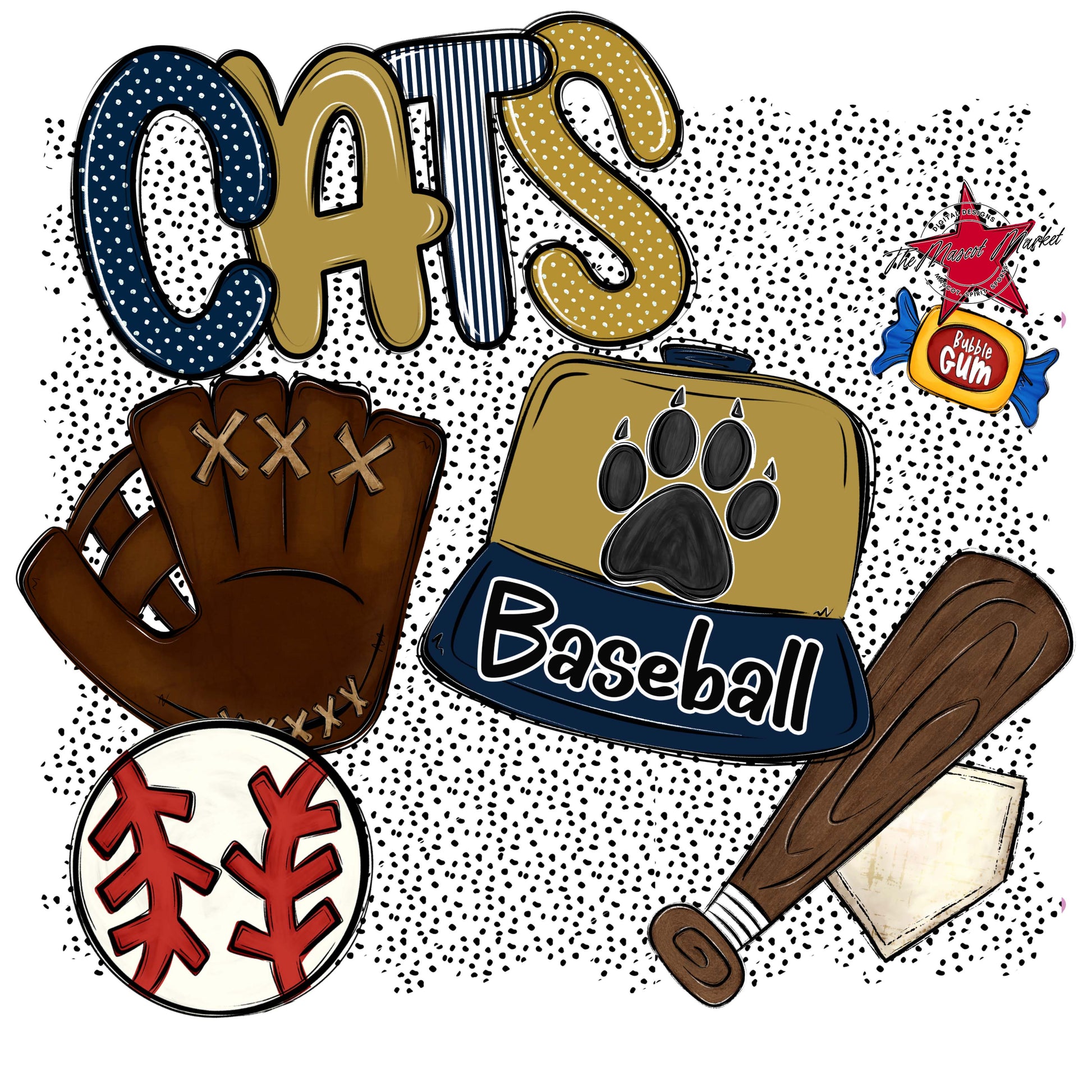 Cats Baseball Spirit-Navy & Gold