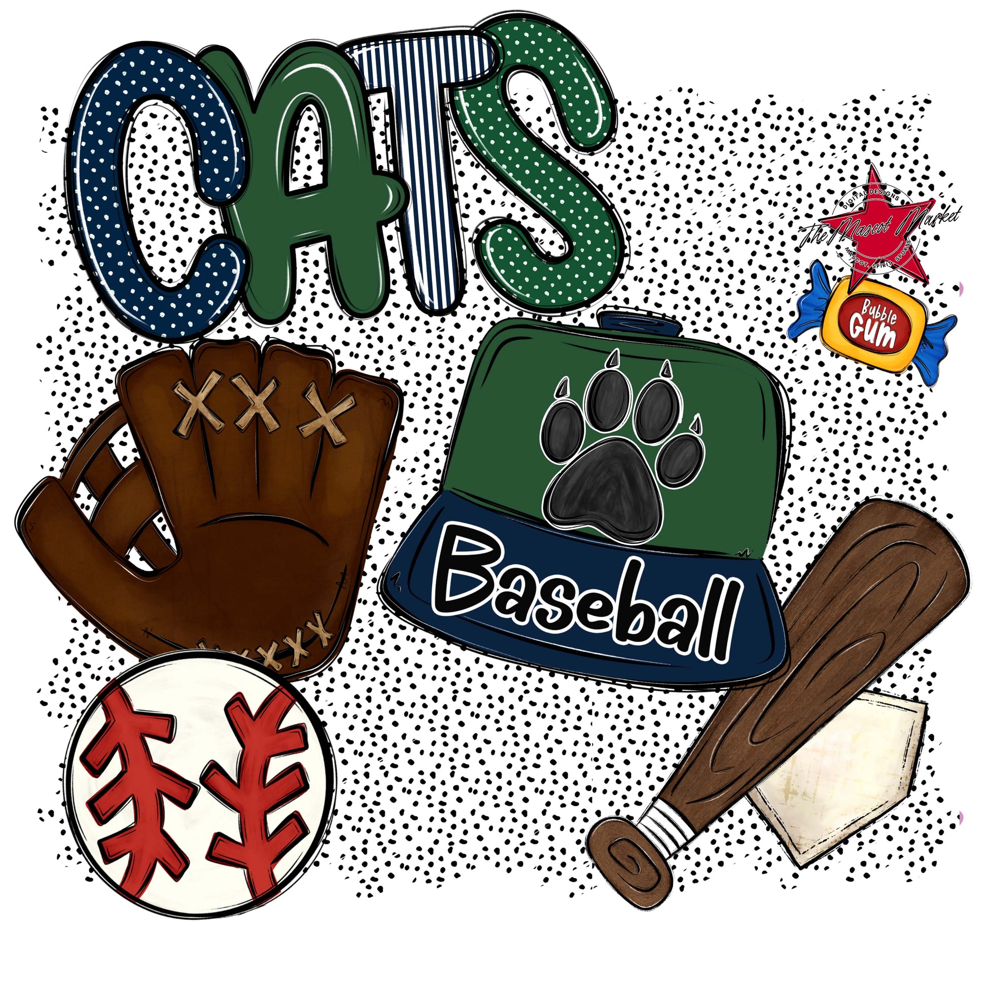 Cats Baseball Spirit-Navy & Green
