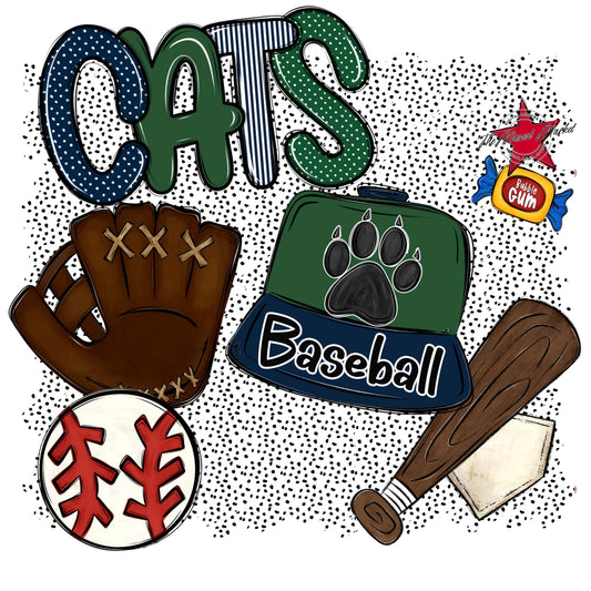 Cats Baseball Spirit-Navy & Green