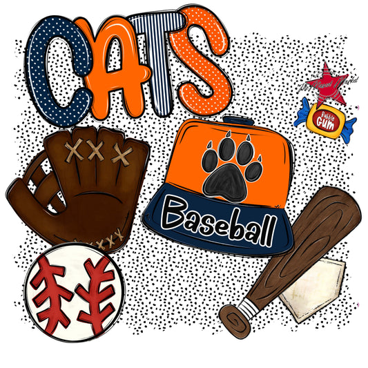 Cats Baseball Spirit-Navy & Orange