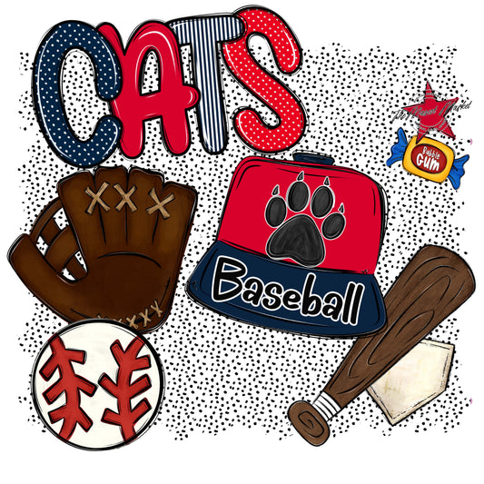 Cats Baseball Spirit-Navy & Red