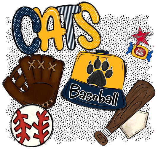 Cats Baseball Spirit-Navy & Yellow