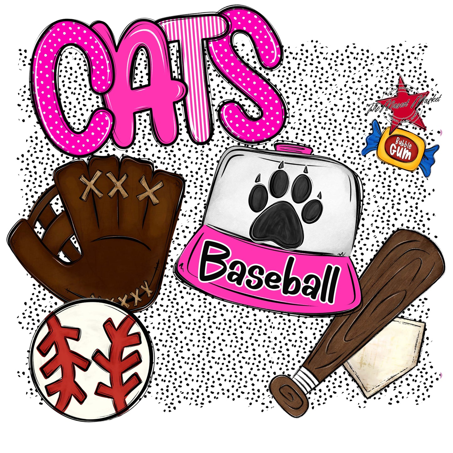Cats Baseball Spirit-Pink