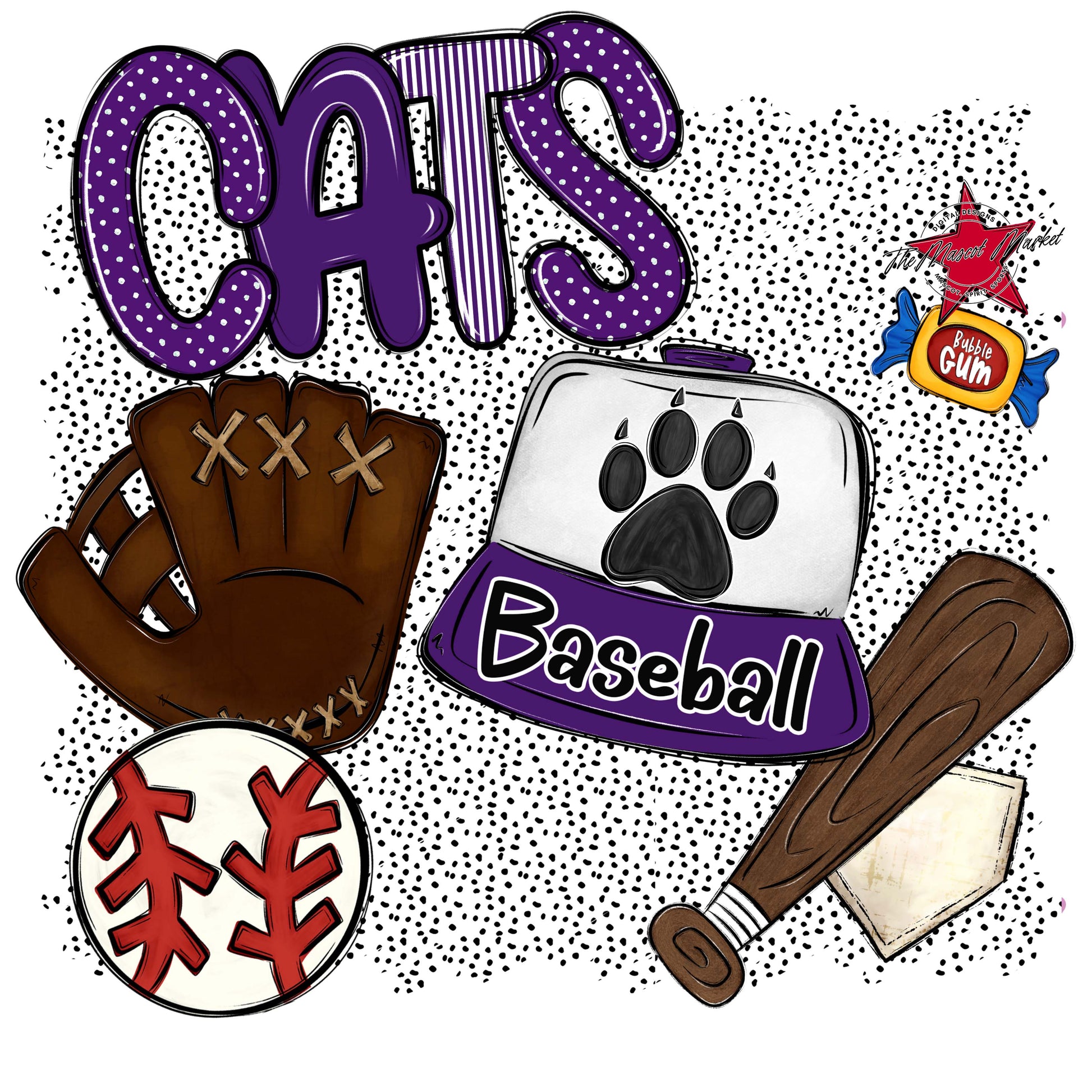 Cats Baseball Spirit-Purple