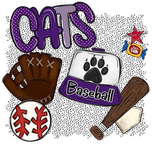 Cats Baseball Spirit-Purple