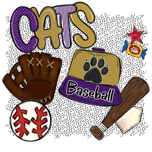 Cats Baseball Spirit-Purple & Gold