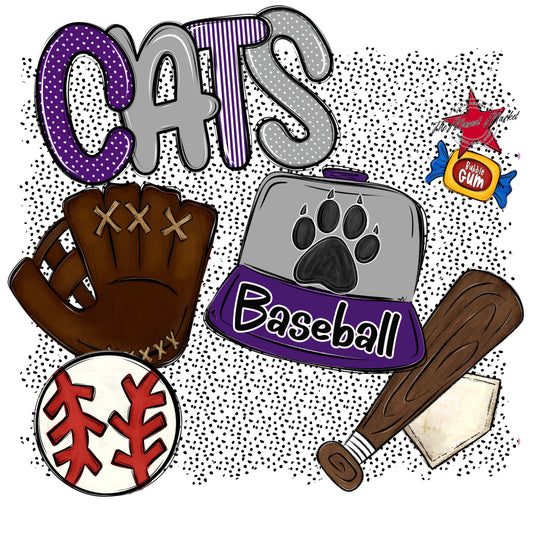 Cats Baseball Spirit-Purple & Grey