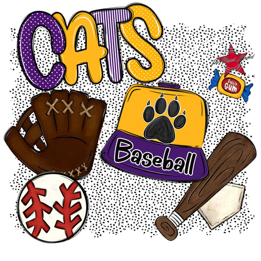 Cats Baseball Spirit-Purple & Yellow
