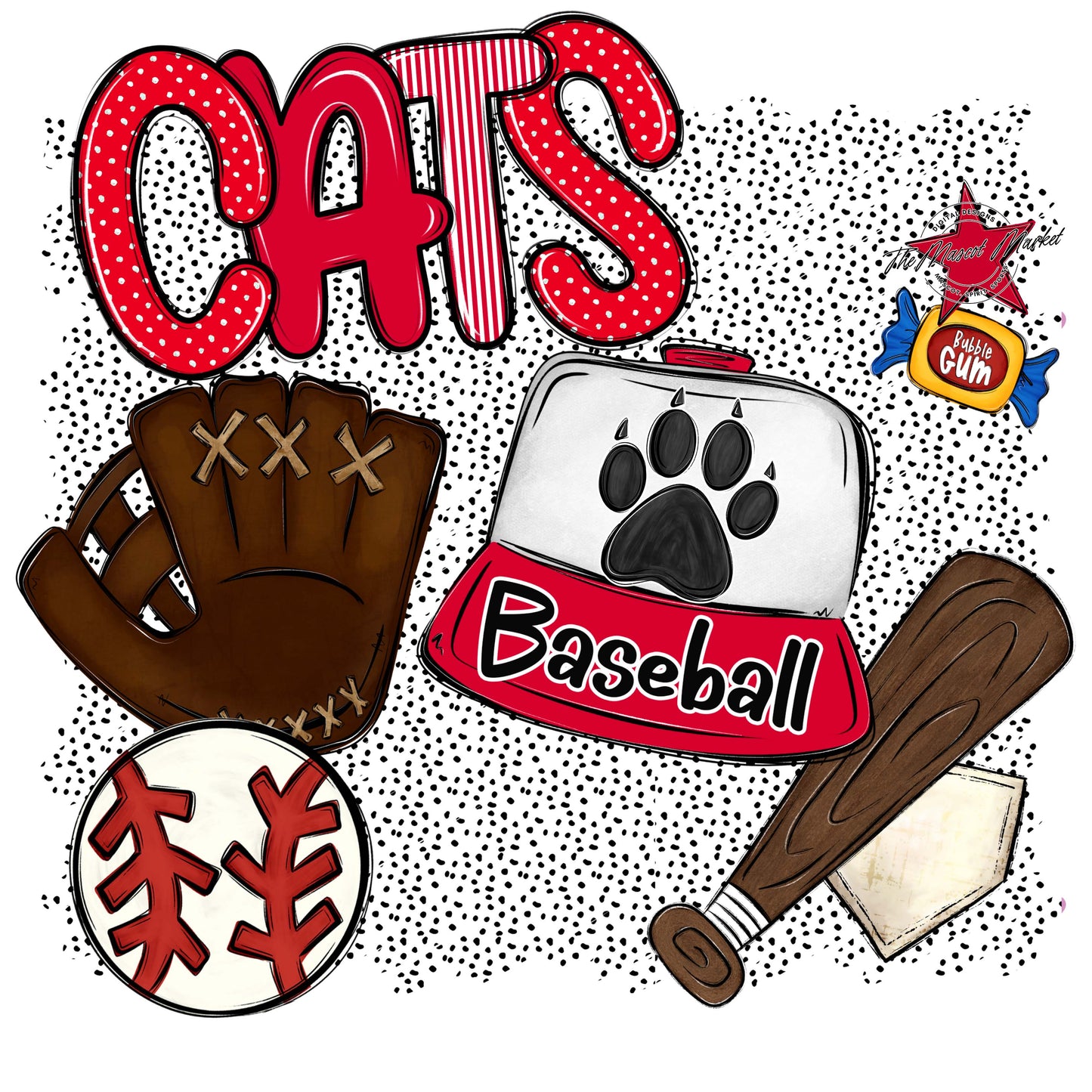 Cats Baseball Spirit-Red