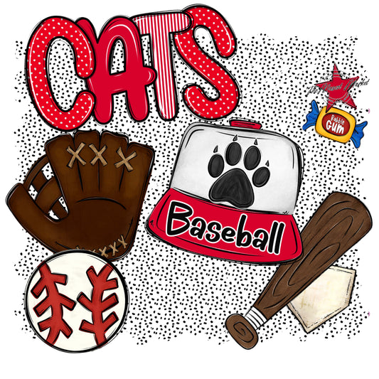 Cats Baseball Spirit-Red