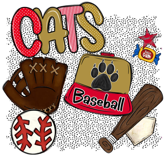 Cats Baseball Spirit-Red & Gold