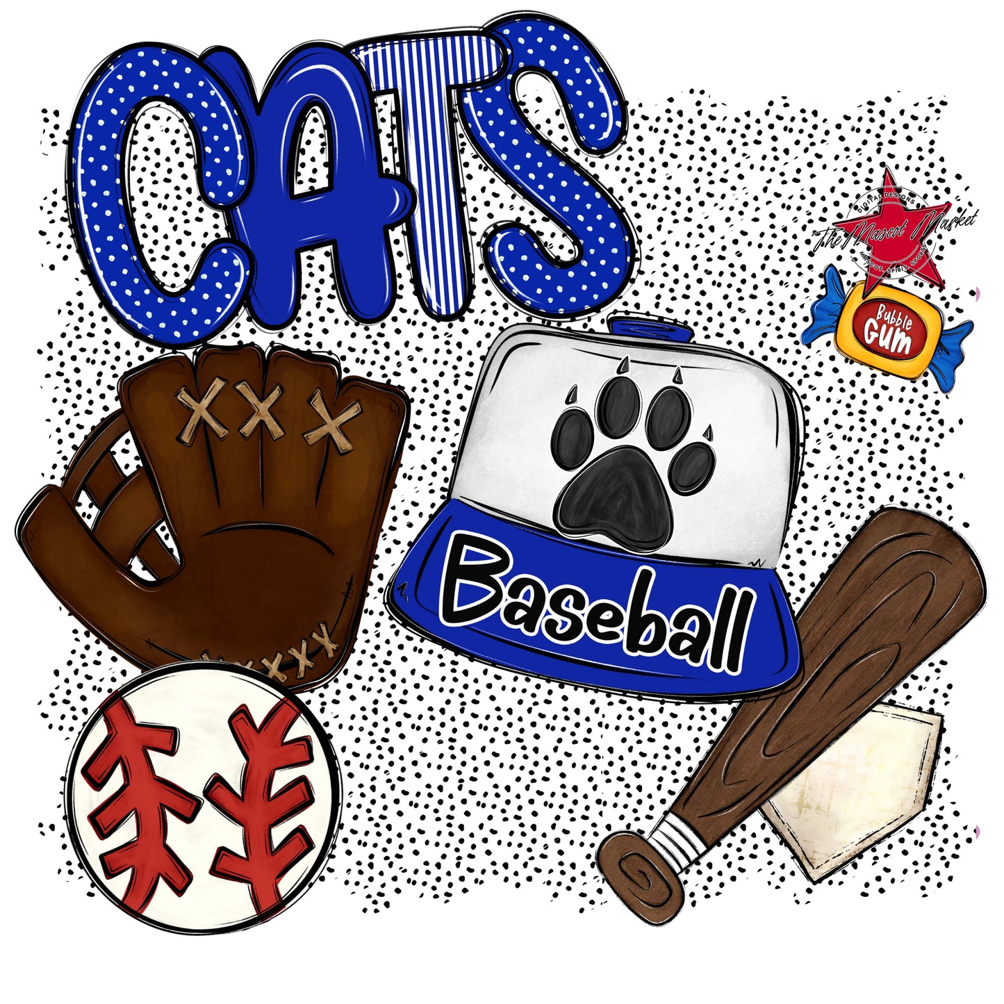Cats Baseball Spirit-Royal Blue