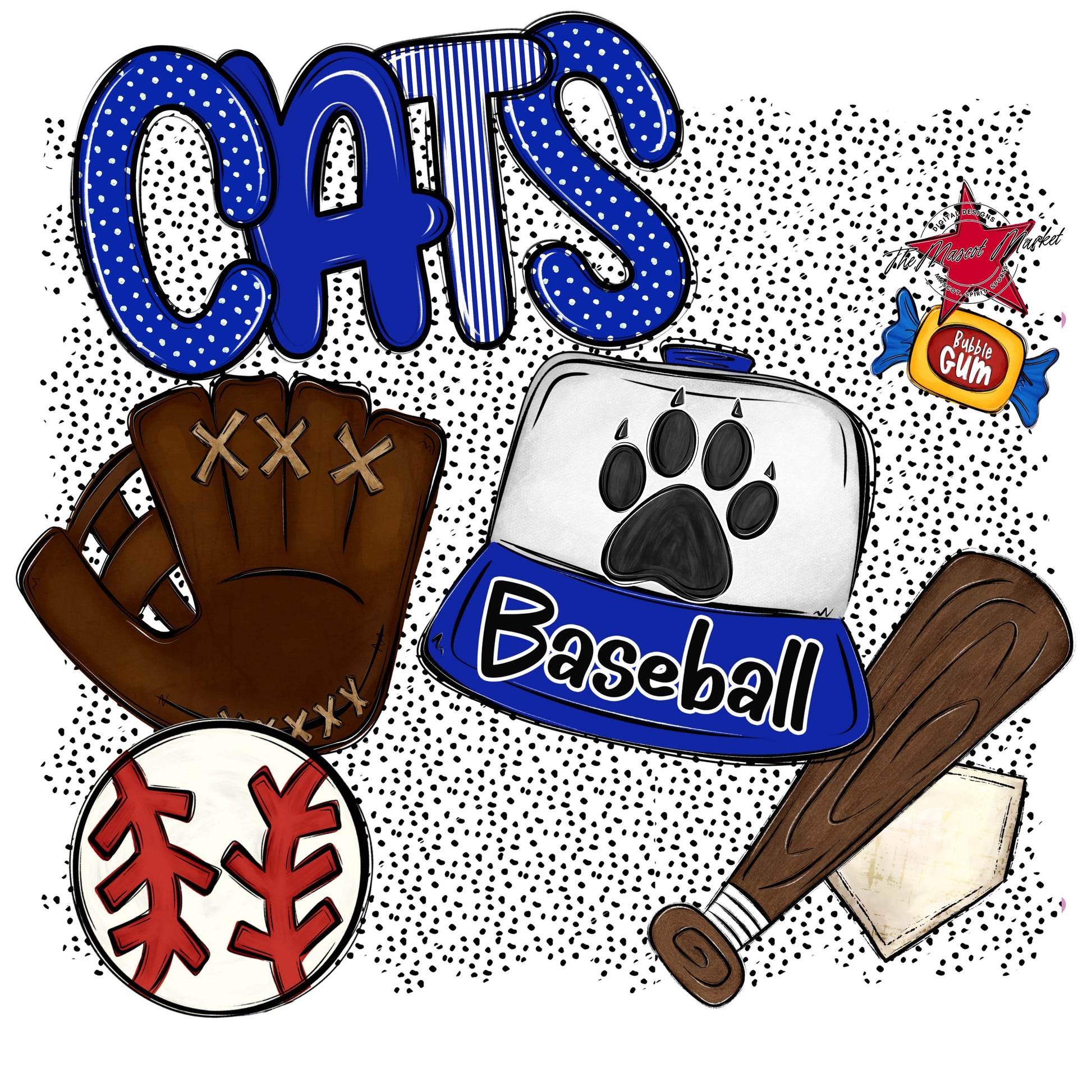 Cats Baseball Spirit-Royal Blue