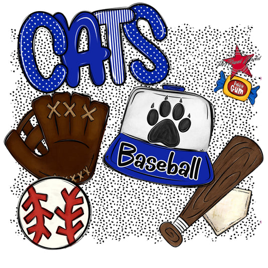 Cats Baseball Spirit-Royal Blue