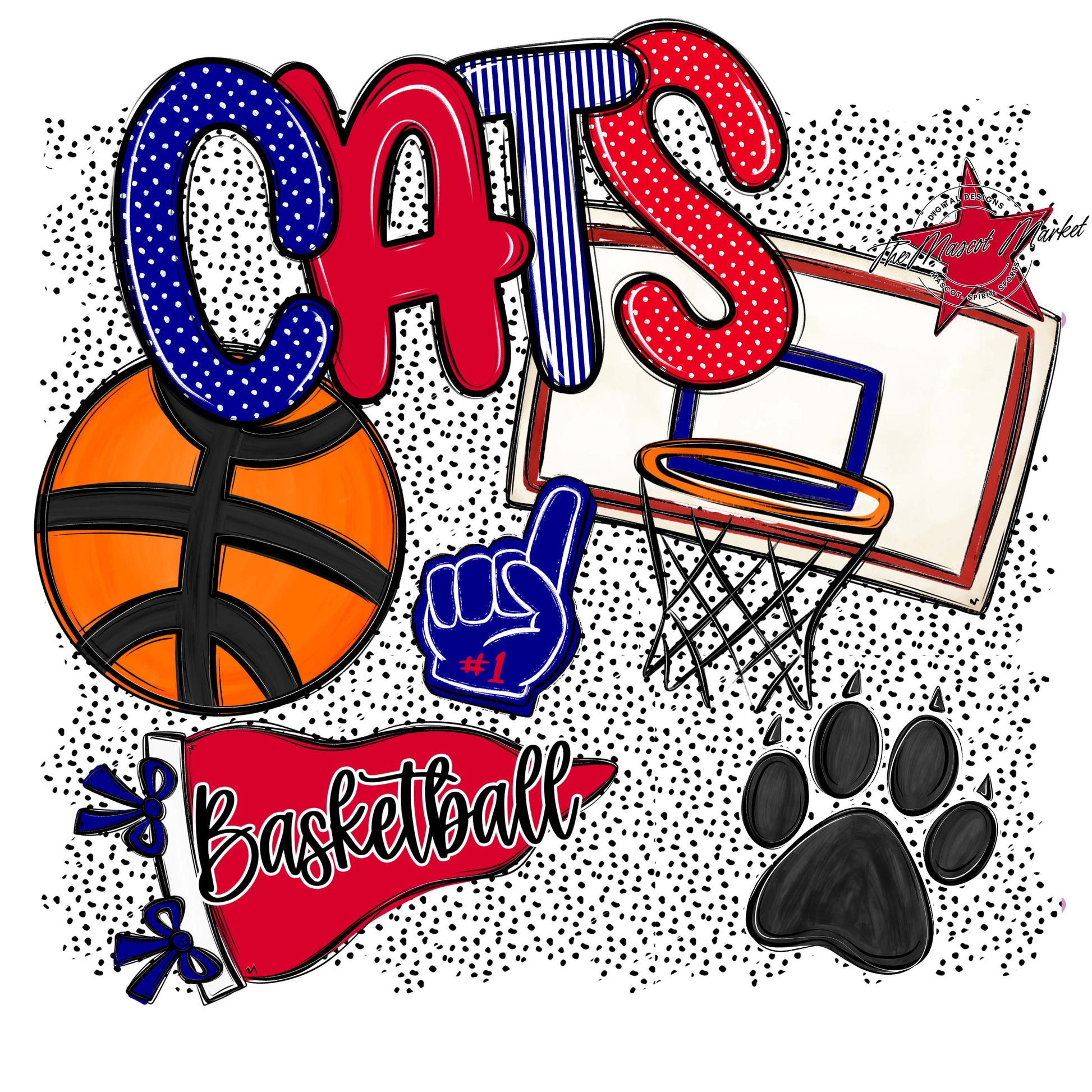 Cats Basketball Spirit-Blue & Red
