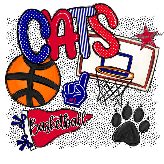 Cats Basketball Spirit-Blue & Red