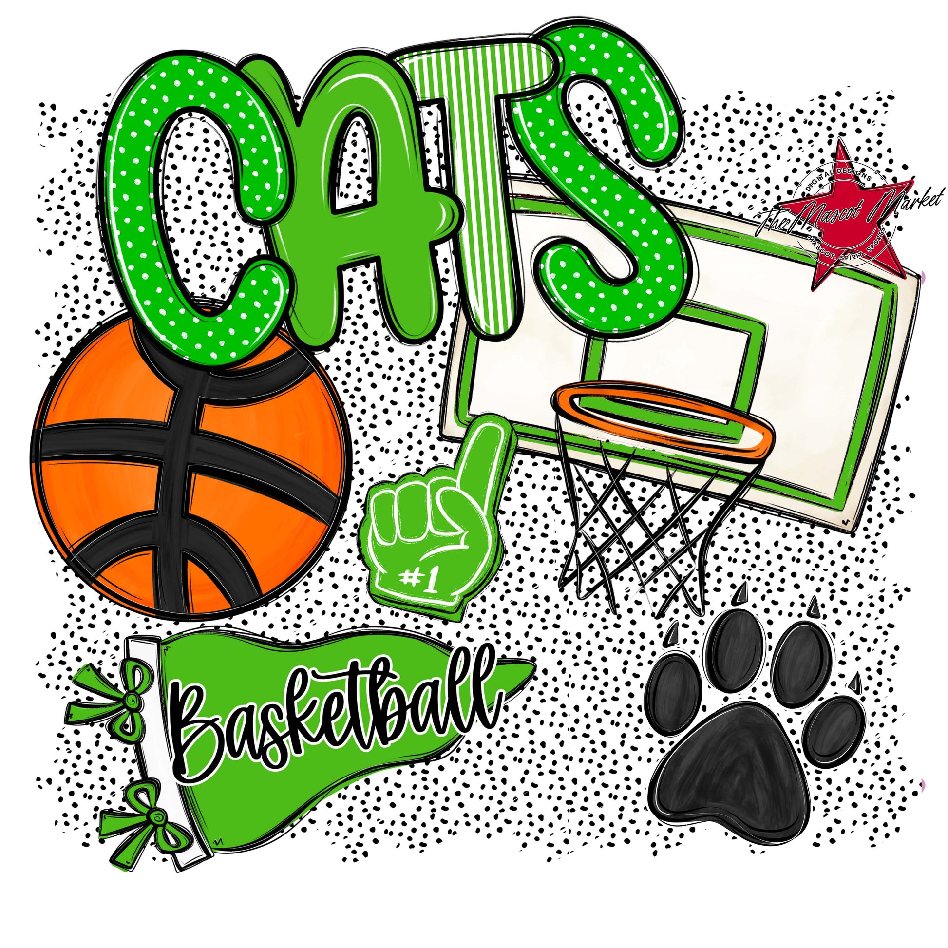 Cats Basketball Spirit-Bright Green