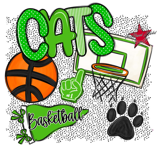 Cats Basketball Spirit-Bright Green
