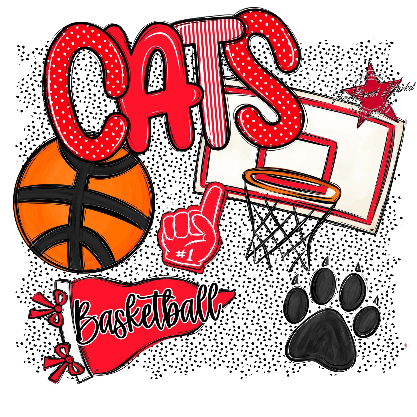 Cats Basketball Spirit-Bright Red