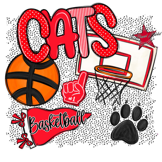 Cats Basketball Spirit-Bright Red