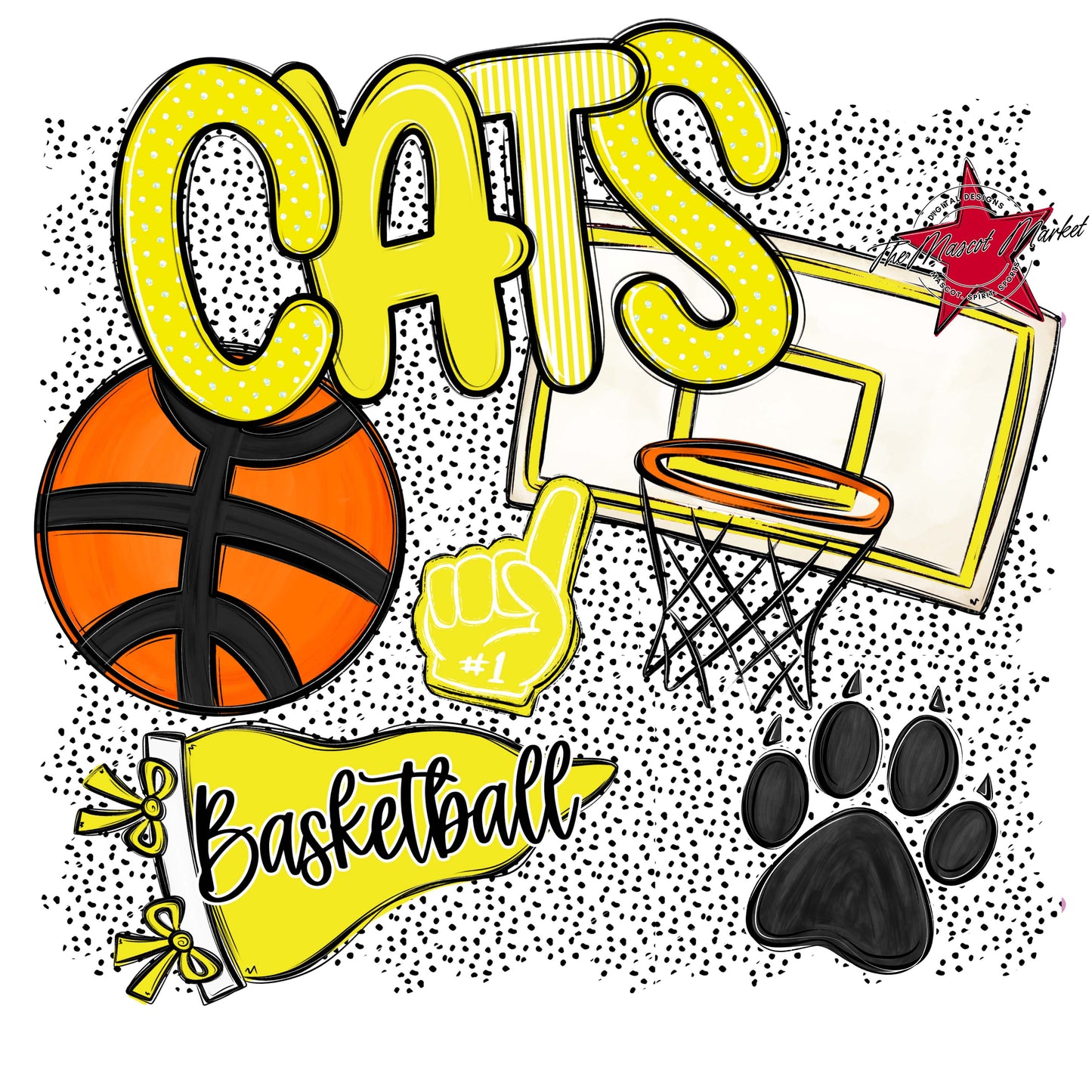 Cats Basketball Spirit-Bright Yellow