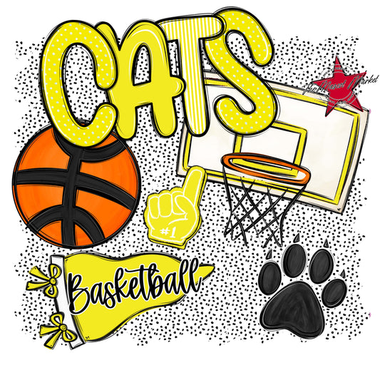 Cats Basketball Spirit-Bright Yellow