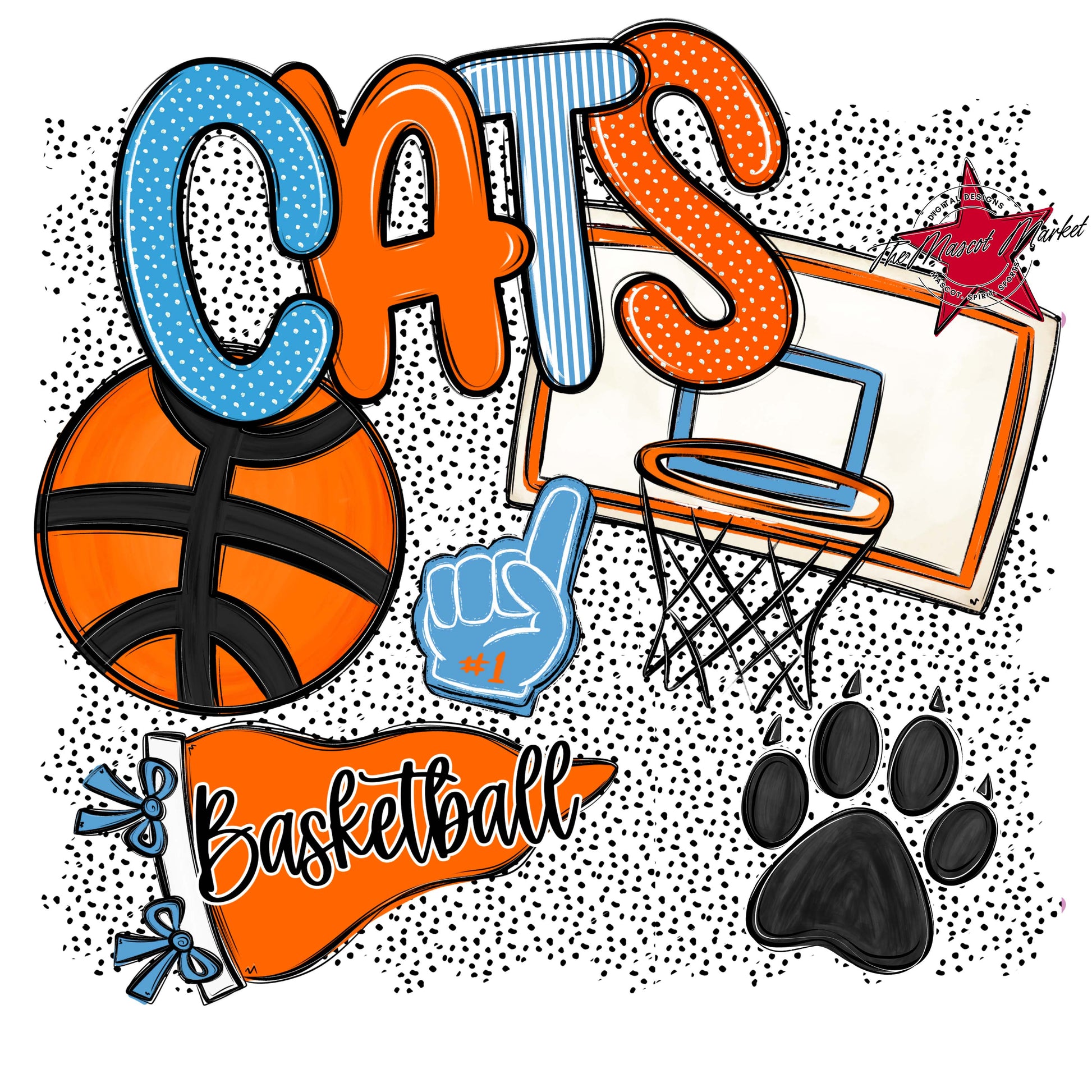 Cats Basketball Spirit-Carolina Blue & Orange