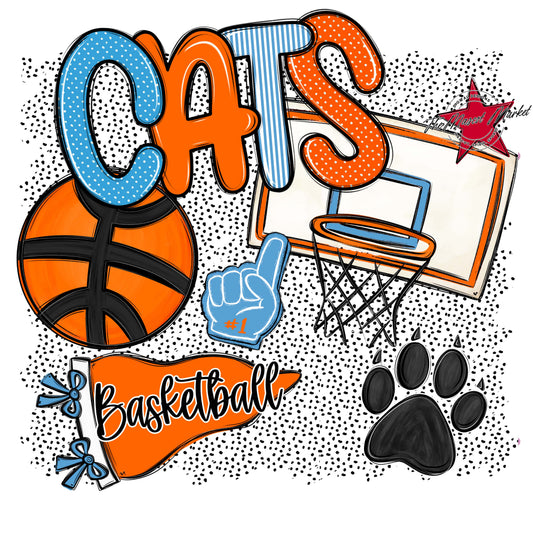 Cats Basketball Spirit-Carolina Blue & Orange