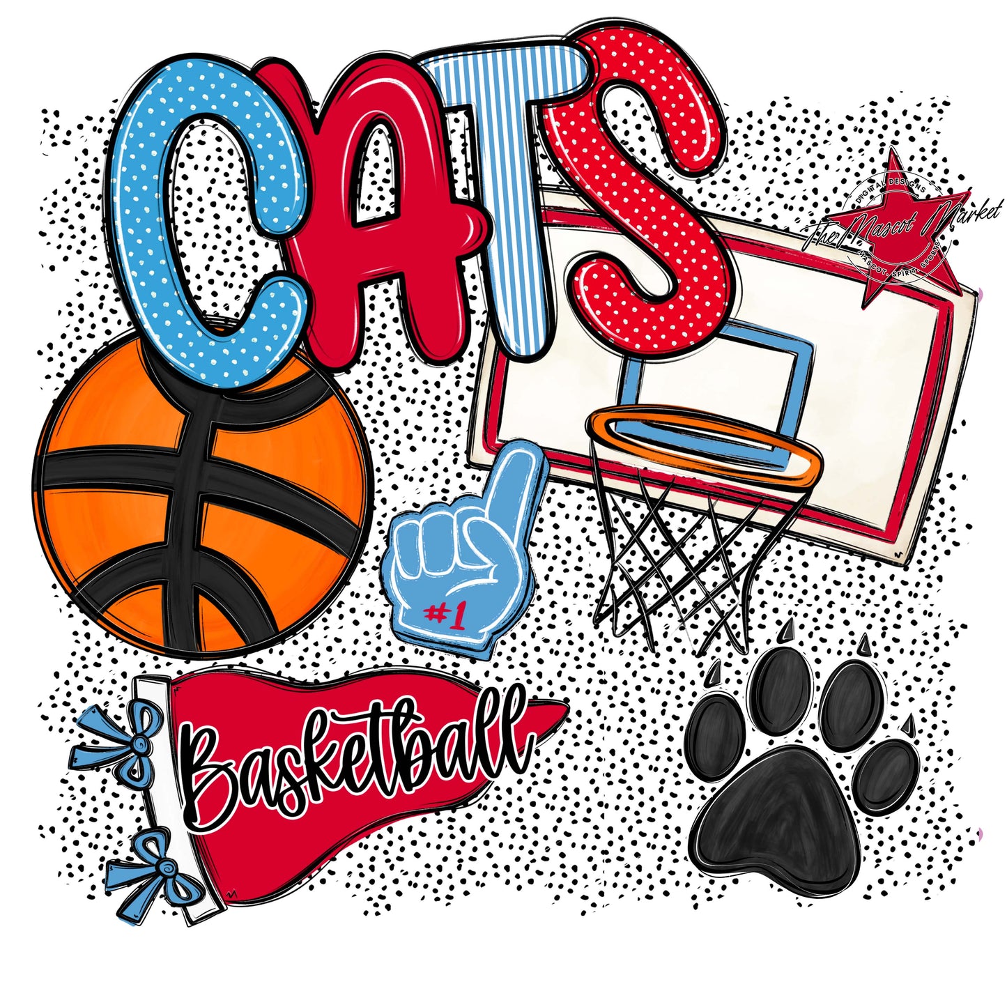 Cats Basketball Spirit-Carolina Blue & Red
