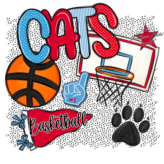 Cats Basketball Spirit-Carolina Blue & Red