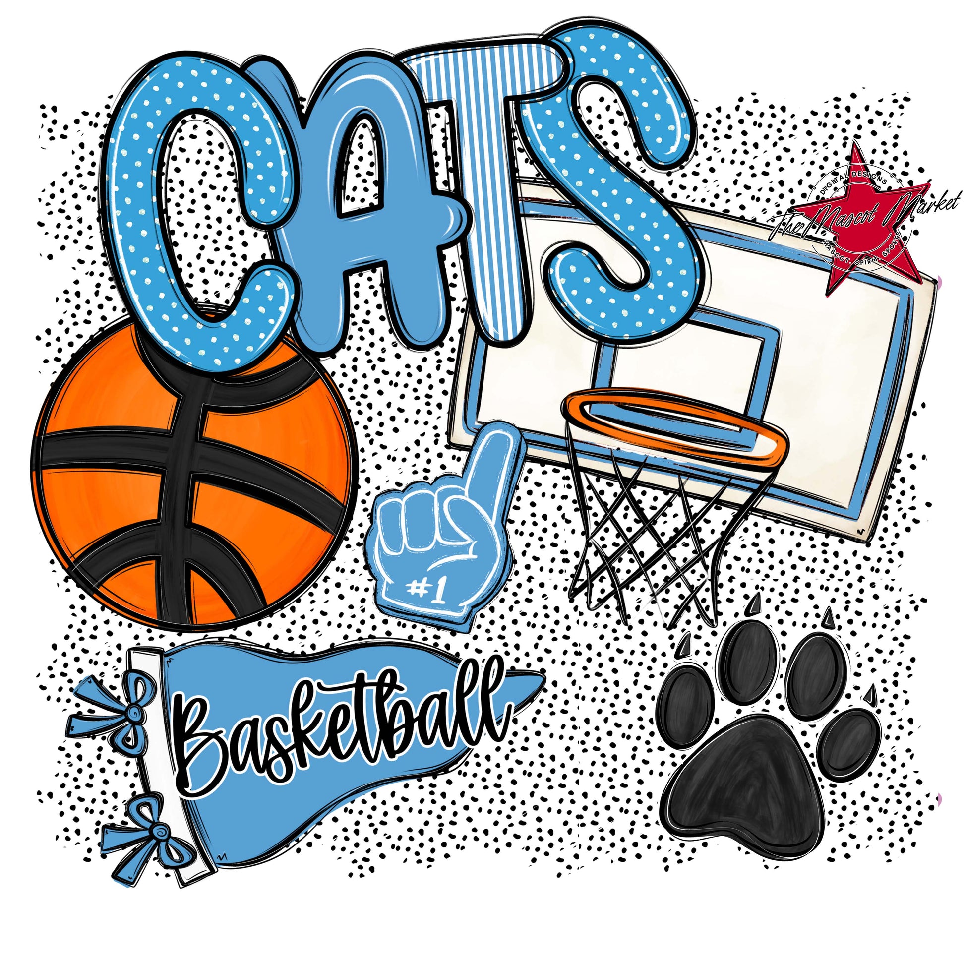 Cats Basketball Spirit-Carolina Blue