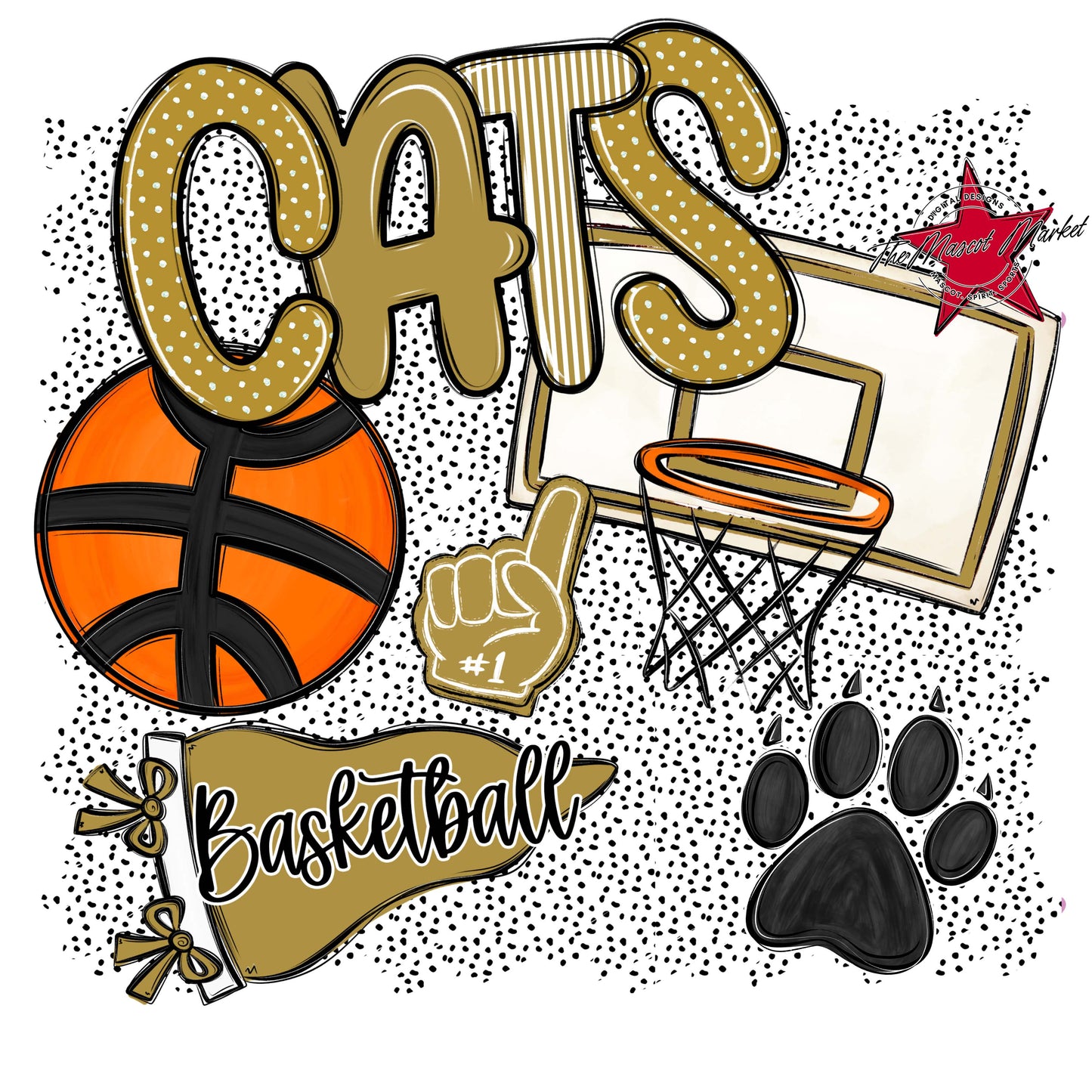 Cats Basketball Spirit-Gold