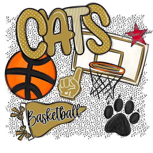 Cats Basketball Spirit-Gold