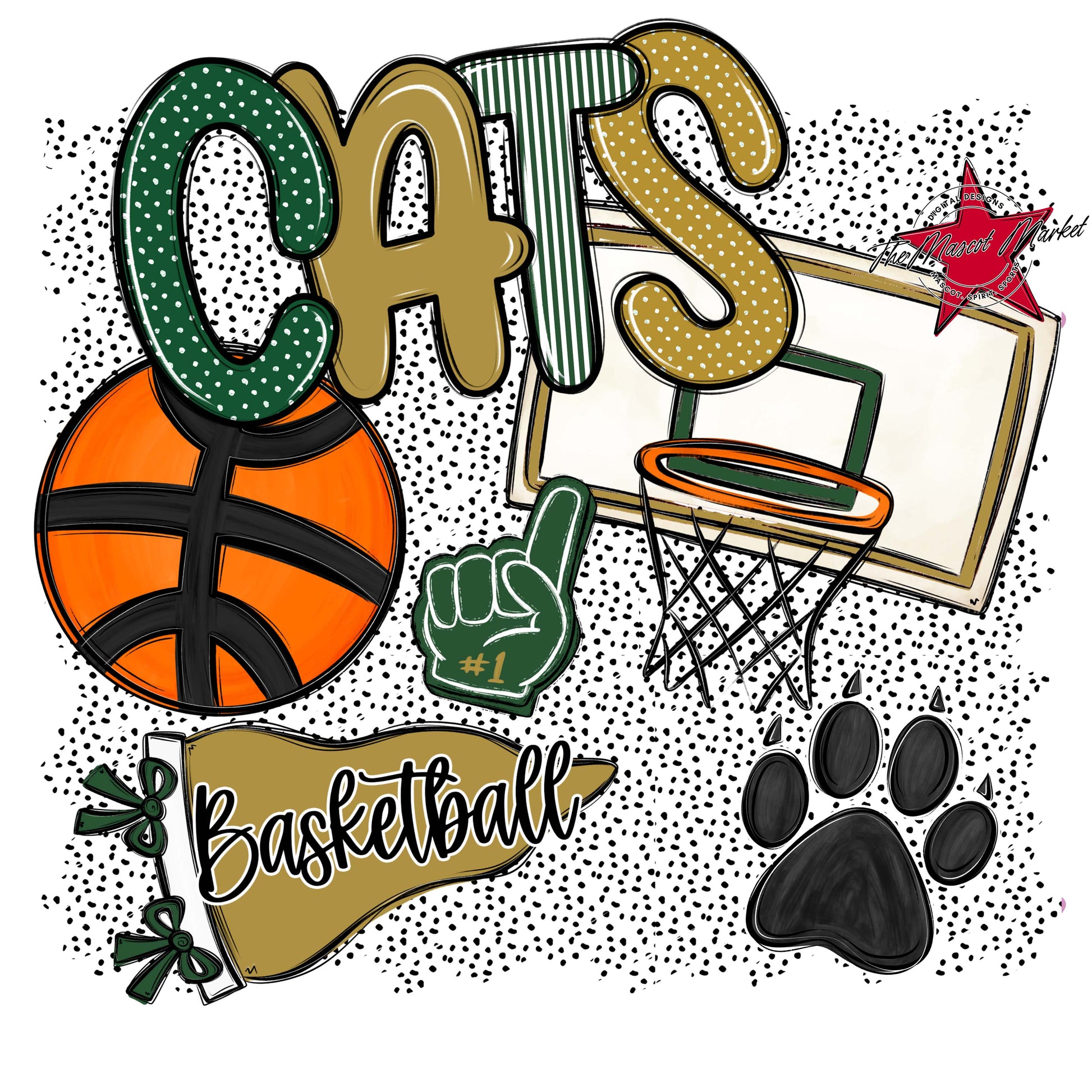 Cats Basketball Spirit-Green & Gold