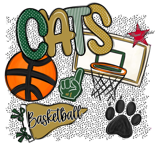 Cats Basketball Spirit-Green & Gold