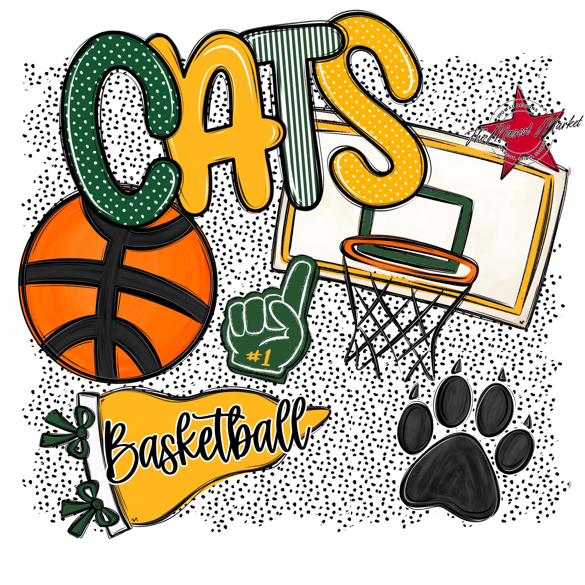 Cats Basketball Spirit-Green & Yellow