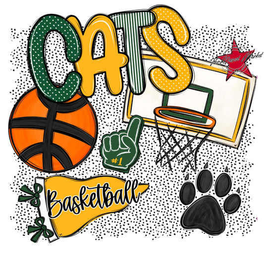 Cats Basketball Spirit-Green & Yellow