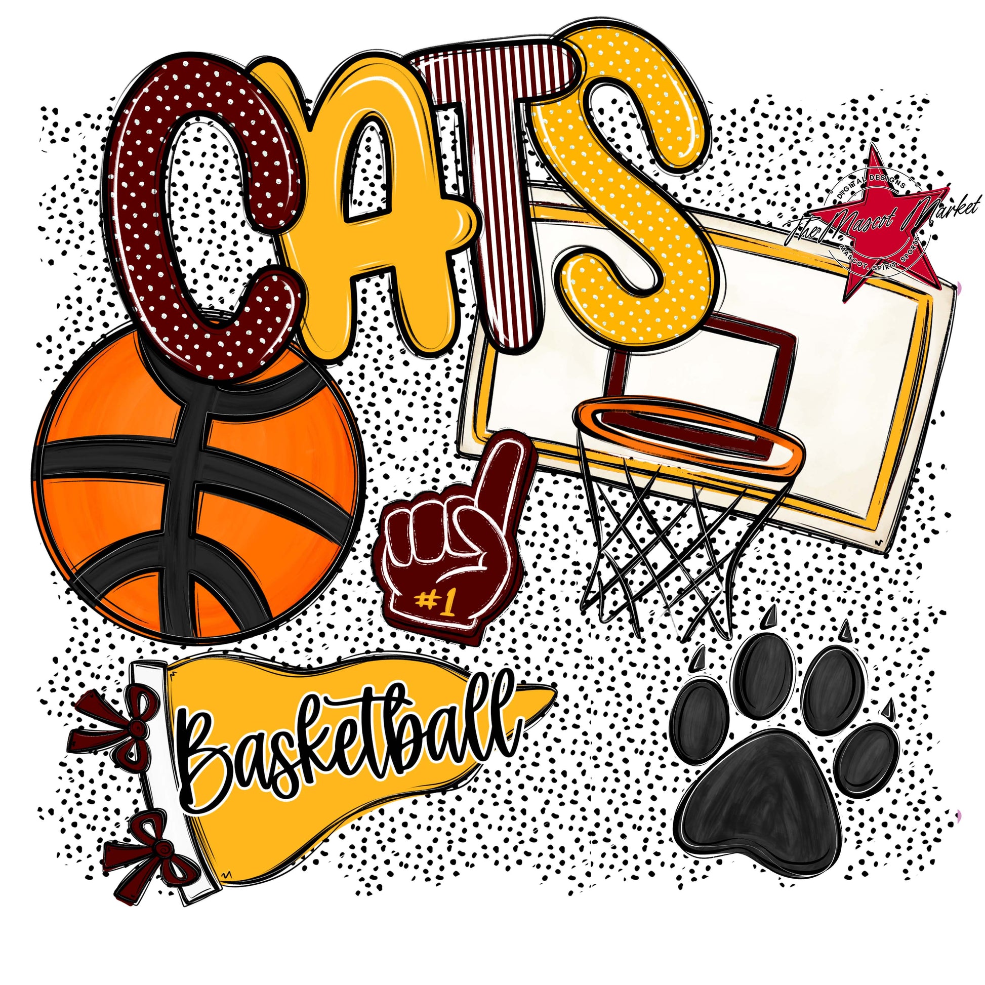 Cats Basketball Spirit-Maroon & Yellow