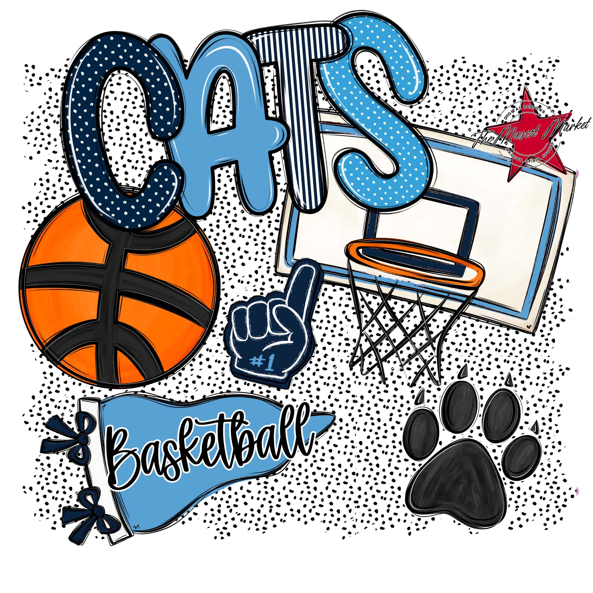 Cats Basketball Spirit-Navy & Carolina Blue