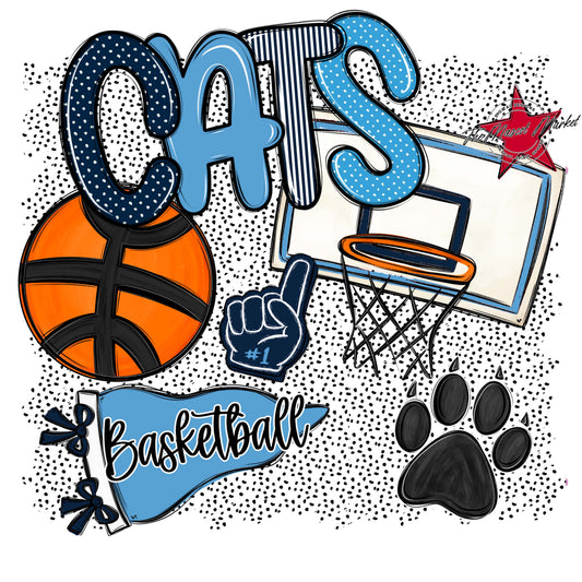 Cats Basketball Spirit-Navy & Carolina Blue